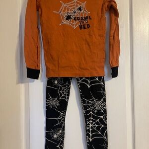 Lazy One Orange Cotton Crawl‎ Into Bed Halloween Pajama Set 10 Holiday Fall